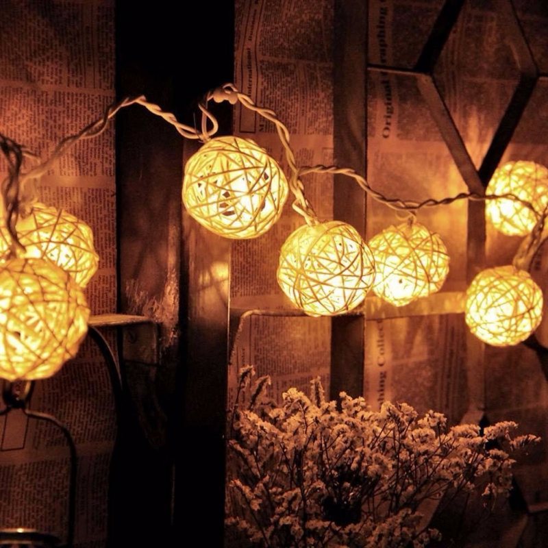 20led Rattan Wedding Party Garden Festival Ball String Lights