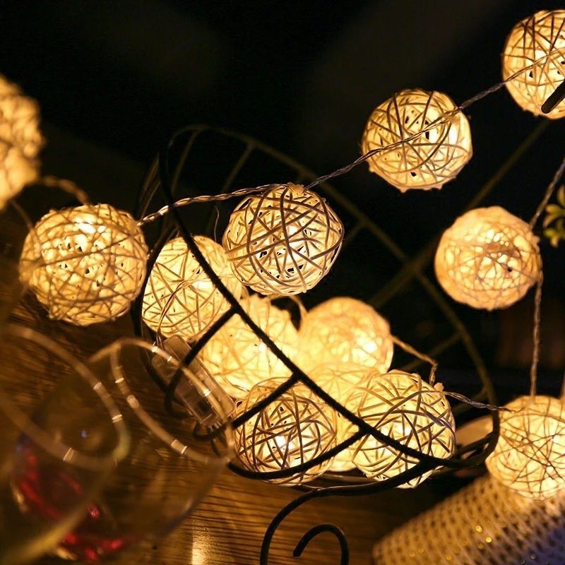 20led Rattan Wedding Party Garden Festival Ball String Lights