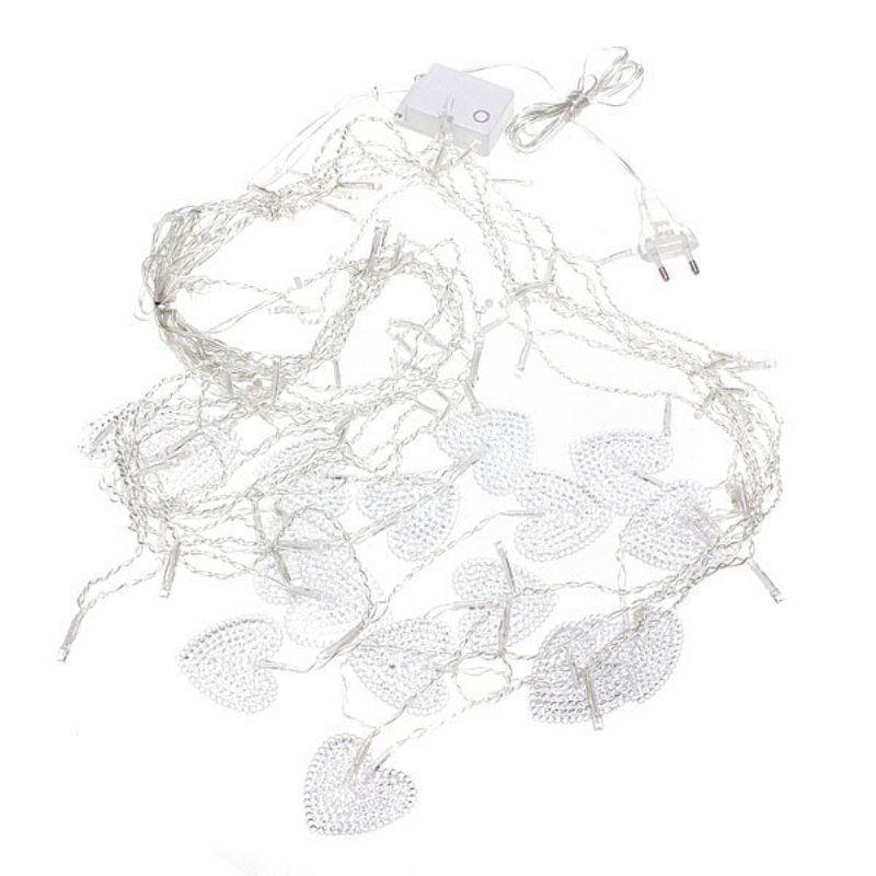 2m White 16 Hearts 104 Led String Fairy Holiday Lights For Party Xmas Kinkiet Home Deco