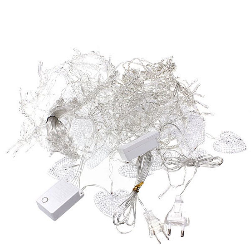 2m White 16 Hearts 104 Led String Fairy Holiday Lights For Party Xmas Kinkiet Home Deco