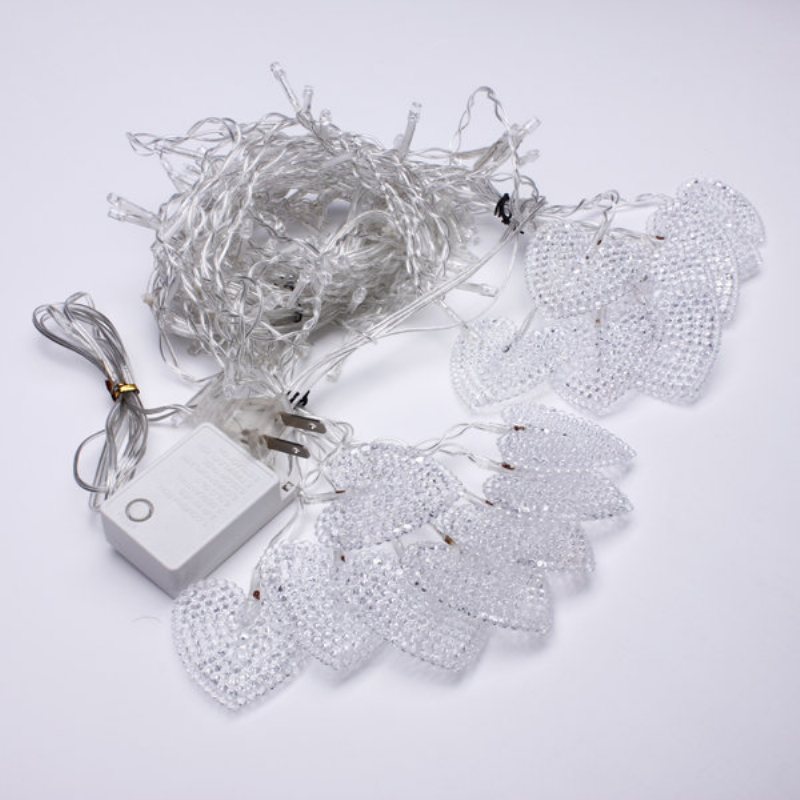 2m White 16 Hearts 104 Led String Fairy Holiday Lights For Party Xmas Kinkiet Home Deco