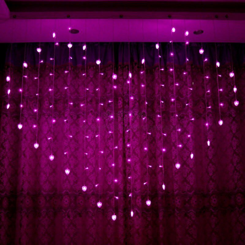 2x1m 128 Led W Kształcie Serca W Kurtyna Świetlna Home Decor Uroczystości Festiwal Ślub