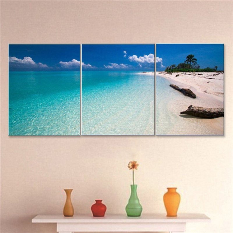 3 Szt. Płótno Malarstwo Wall Art Oprawione Wydruki Nowoczesne Abstrakcyjne Plaża Salon Home Decor