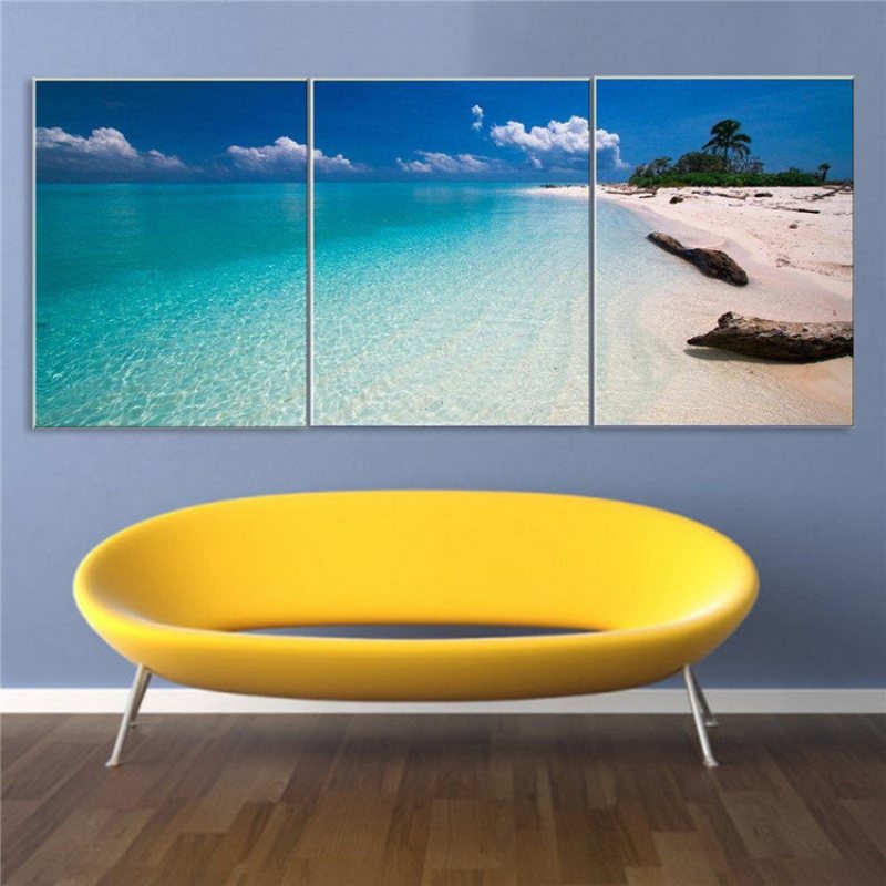 3 Szt. Płótno Malarstwo Wall Art Oprawione Wydruki Nowoczesne Abstrakcyjne Plaża Salon Home Decor