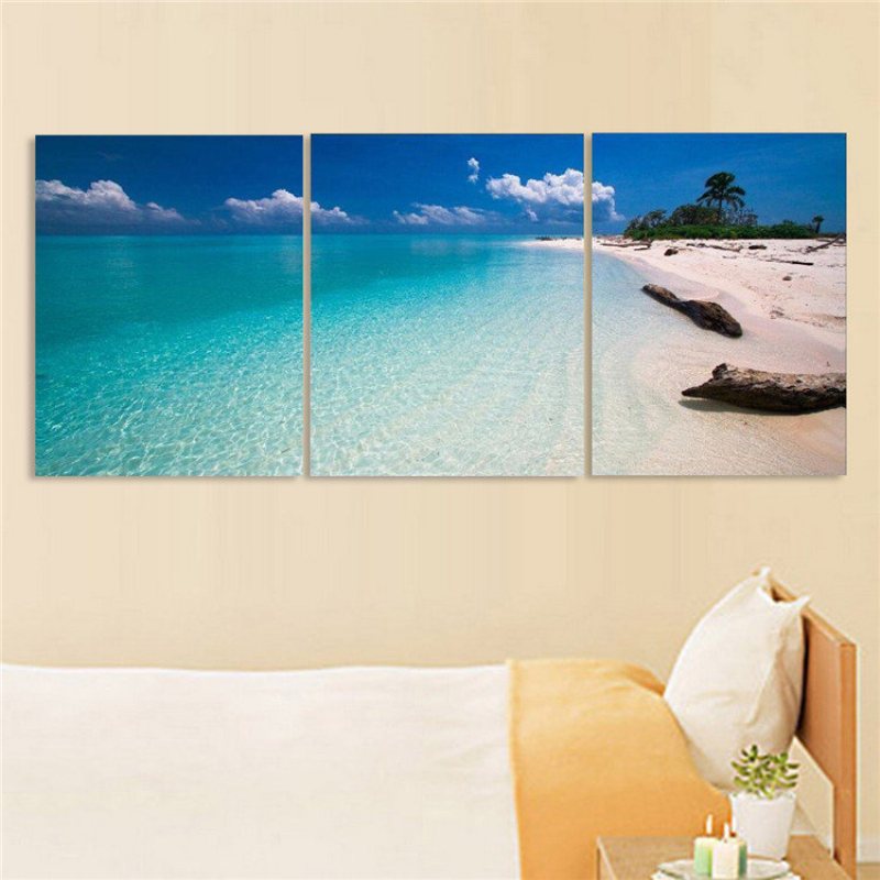 3 Szt. Płótno Malarstwo Wall Art Oprawione Wydruki Nowoczesne Abstrakcyjne Plaża Salon Home Decor