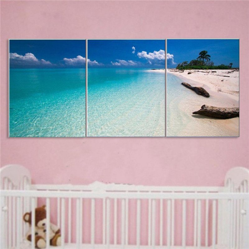 3 Szt. Płótno Malarstwo Wall Art Oprawione Wydruki Nowoczesne Abstrakcyjne Plaża Salon Home Decor