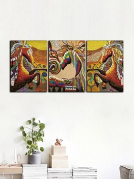 3 Sztuk Salon Bezramowe Malarstwo Streszczenie Kolorowe Zwierząt Dekoracji Płótnie Konia