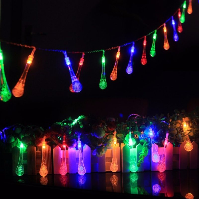 30 Led Zasilany Baterią Raindrop Fairy String Light Outdoor Xmas Wedding Garden Party Decor