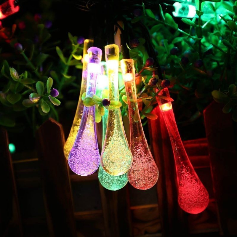 30 Led Zasilany Baterią Raindrop Fairy String Light Outdoor Xmas Wedding Garden Party Decor