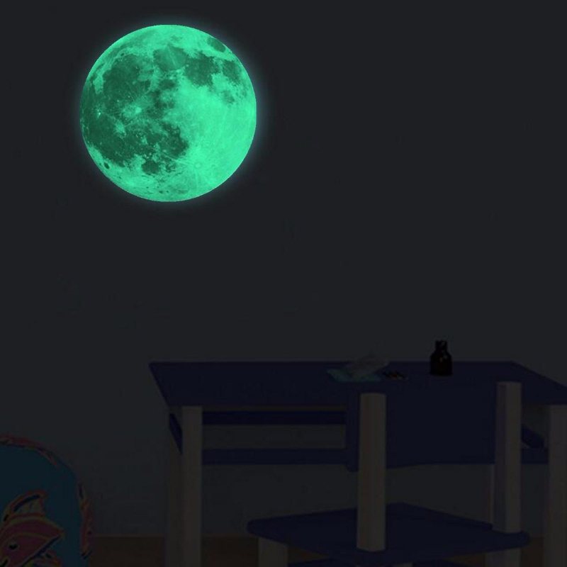 30cm Oświetlenie Nocne Księżyc Świecące Naklejki Pcv Naklejka Do Domu Wystrój Pokoju Zabaw Dla Dzieci Prezent Na Boże Narodzenie