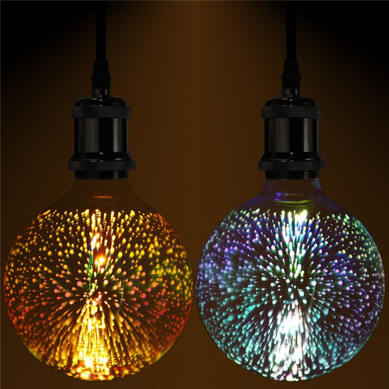 3d Fajerwerki E27 G125 Led Retro Edison Decor Szklana Żarówka Lampa Ac85-265v Cafe Home