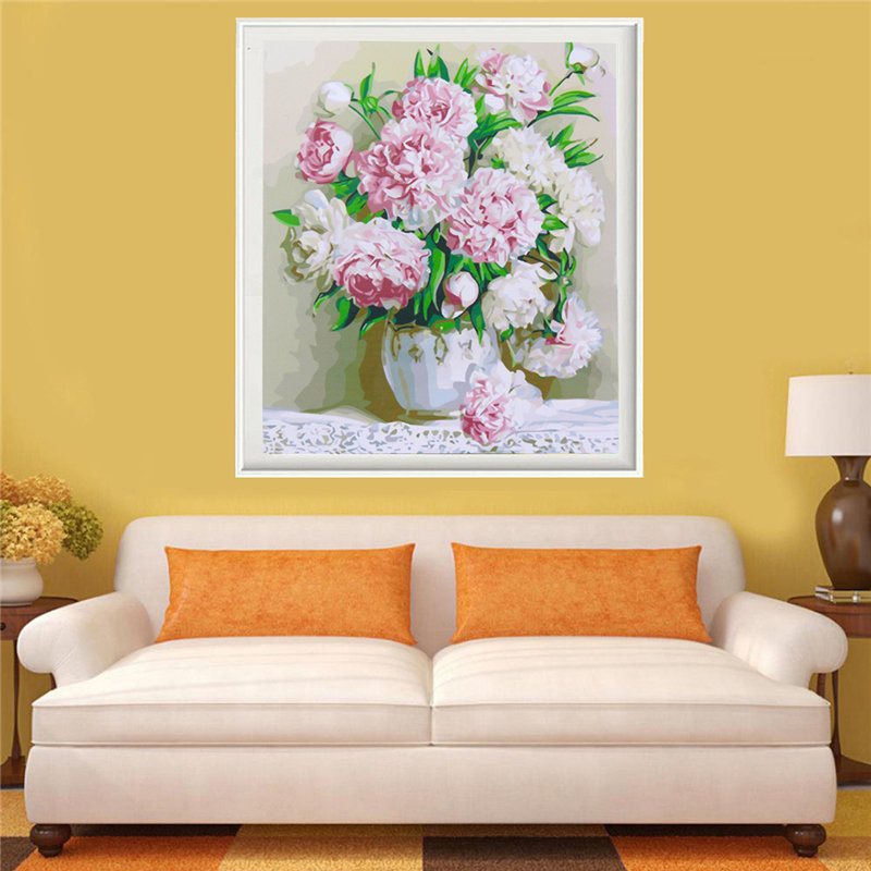 40*50cm Piękno Piwonia Kwiaty Diy Farba Według Numeru Zestaw Cyfrowy Obraz Na Płótnie Home Decor