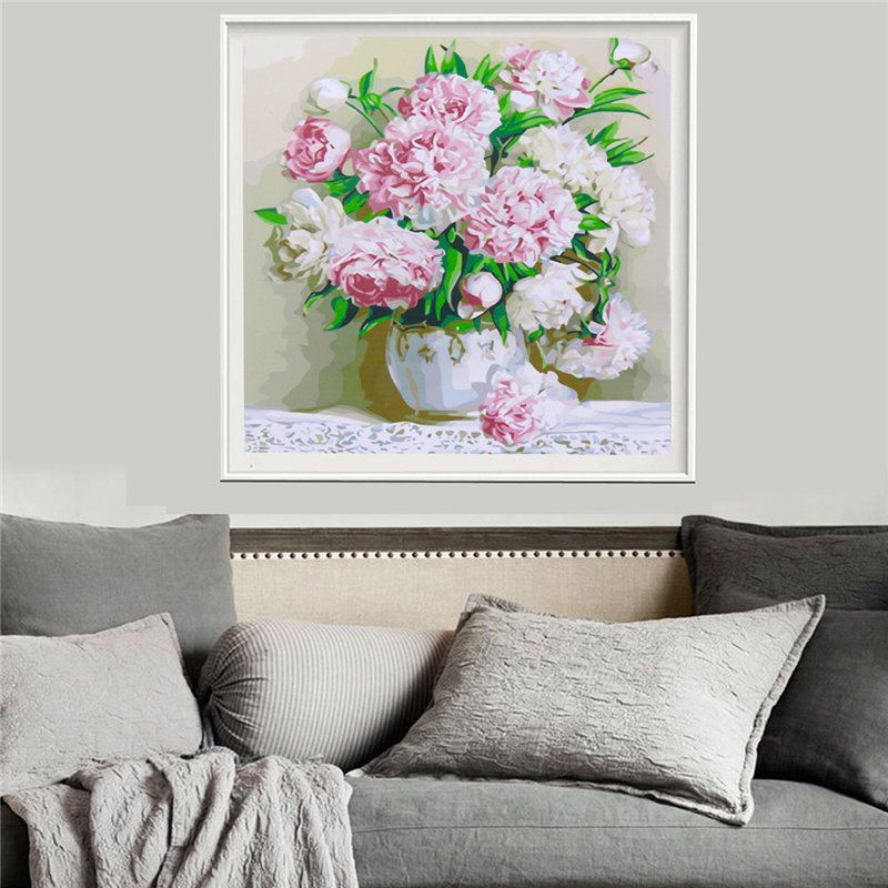 40*50cm Piękno Piwonia Kwiaty Diy Farba Według Numeru Zestaw Cyfrowy Obraz Na Płótnie Home Decor