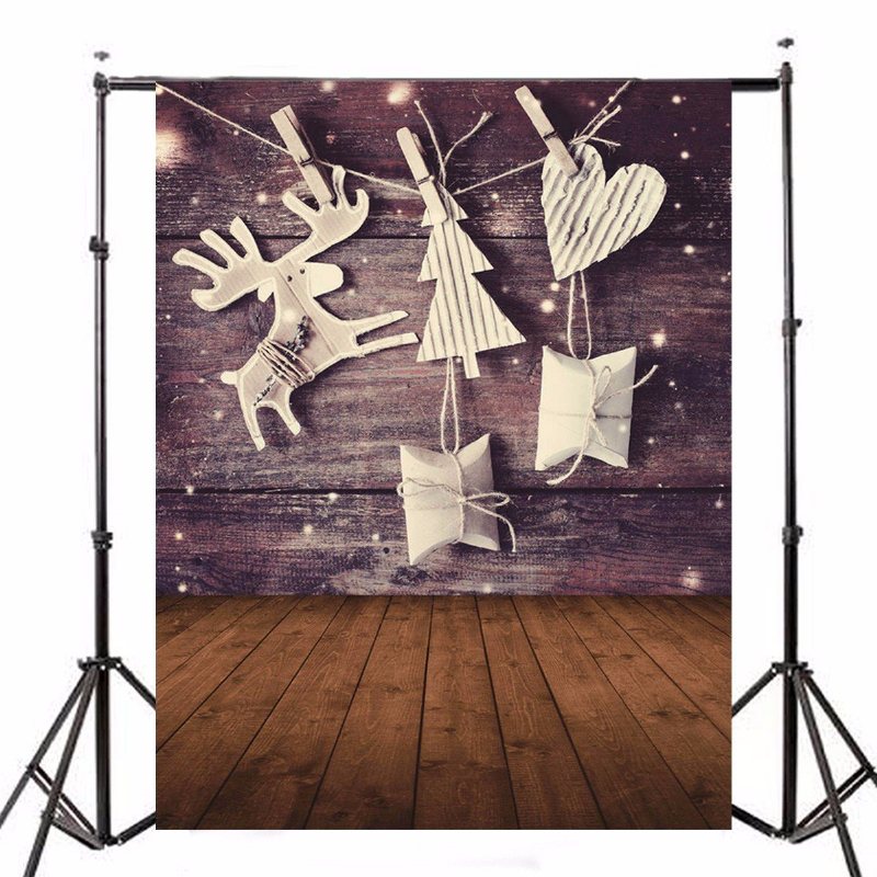 5 X 7 Ft Christmas Theme Gift Elk Wood Board Photo Vinyl Background