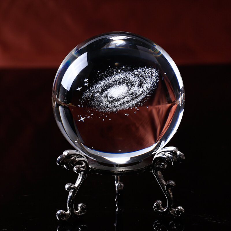 6cm Grawerowane Laserowo 3d Galaxy Crystal Ball Szkło Kwarcowe Akcesoria Domowe Astronomia Miniatury Prezenty