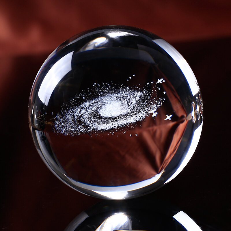 6cm Grawerowane Laserowo 3d Galaxy Crystal Ball Szkło Kwarcowe Akcesoria Domowe Astronomia Miniatury Prezenty