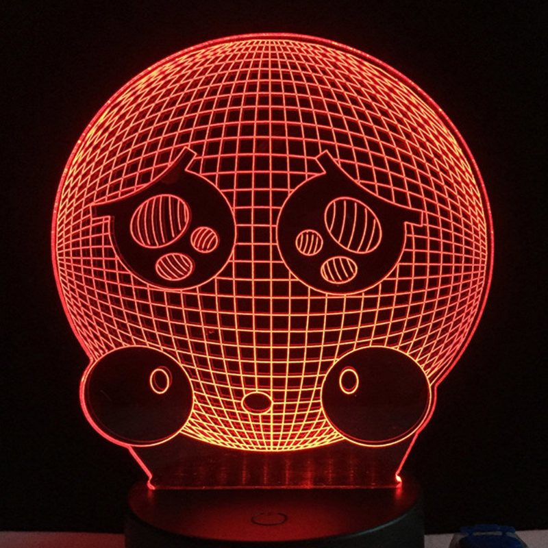 7 Kolorów Cute Crying Emoji Face 3d Led Lights Kolorowe Sterowanie Dotykowe Decor