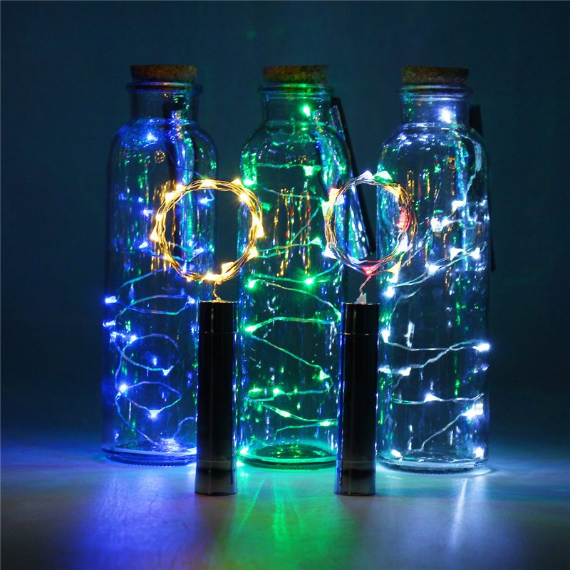 90cm 15leds Butelka Wina String Lights W Kształcie Korka Srebrny Drut Starry Lamp Party Christmas Decor