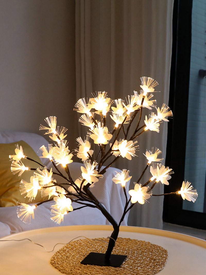 Cherry Blossom Tree Lamp Lampa Stołowa Led Kryty Sztuczna Dekoracja Oświetlone Drzewo Do Sypialni Wesele Biuro