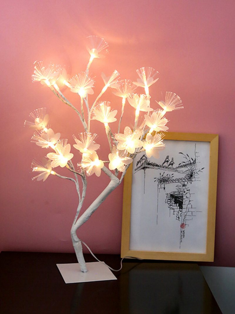 Cherry Blossom Tree Lamp Lampa Stołowa Led Kryty Sztuczna Dekoracja Oświetlone Drzewo Do Sypialni Wesele Biuro