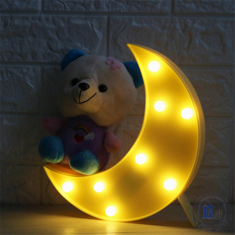 Cute Moon Led Night Light Kinkiet Na Baterie Baby Kids Sypialnia Home Decor