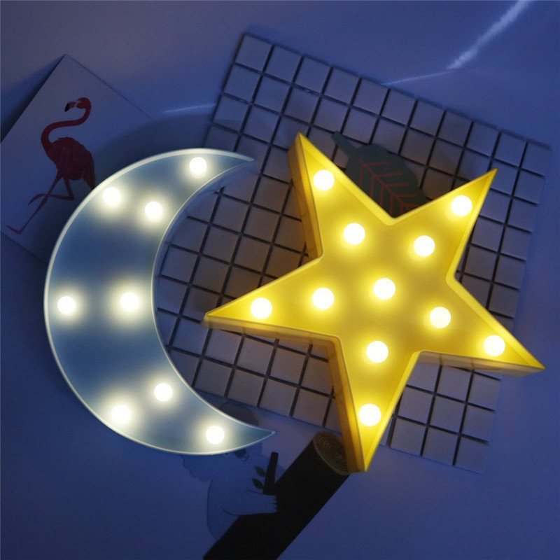 Cute Moon Led Night Light Kinkiet Na Baterie Baby Kids Sypialnia Home Decor