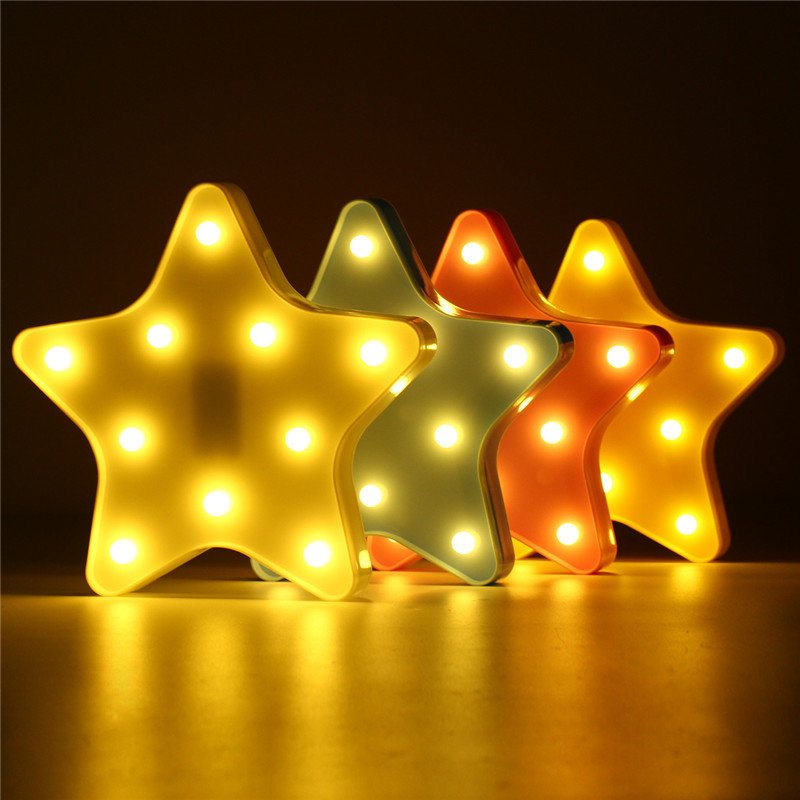 Cute Star Led Night Light Lampa Ścienna Na Baterie Baby Kids Sypialnia Home Decor