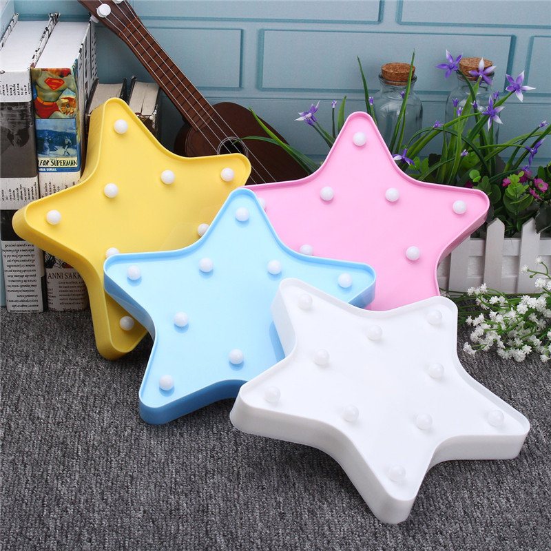 Cute Star Led Night Light Lampa Ścienna Na Baterie Baby Kids Sypialnia Home Decor