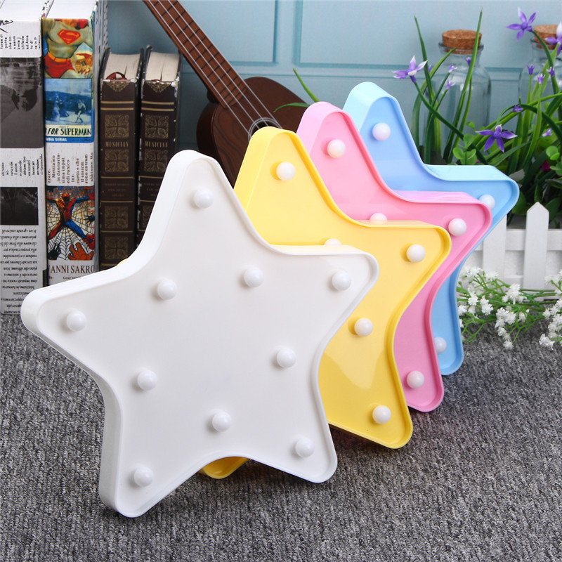 Cute Star Led Night Light Lampa Ścienna Na Baterie Baby Kids Sypialnia Home Decor