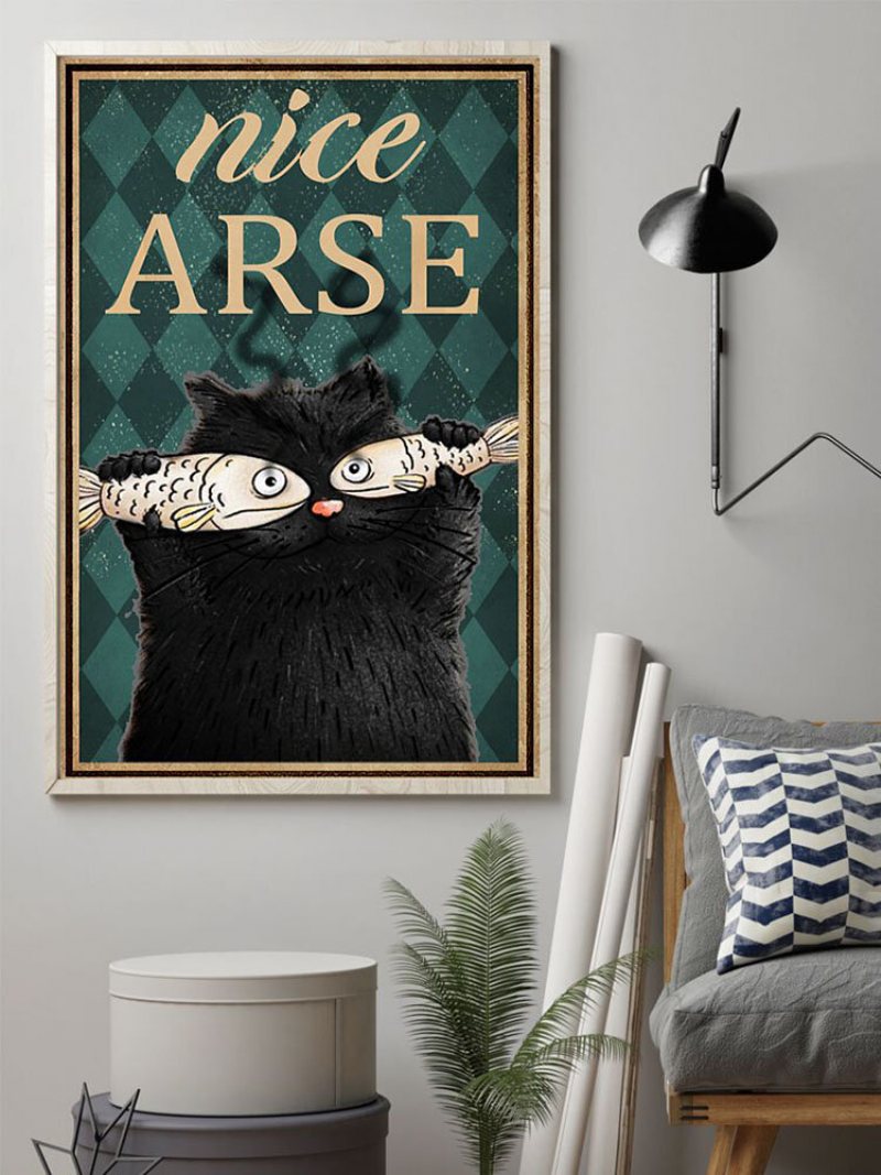 Czarny Kot I Ryba Wzór Płótno Malarstwo Unframed Obraz Ścienny Na Płótnie Salon Home Decor