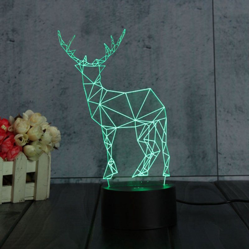 Geometric Deer 3d Akrylowa Lampka Nocna 7 Zmiana Koloru Sypialnia Wystrój Domu