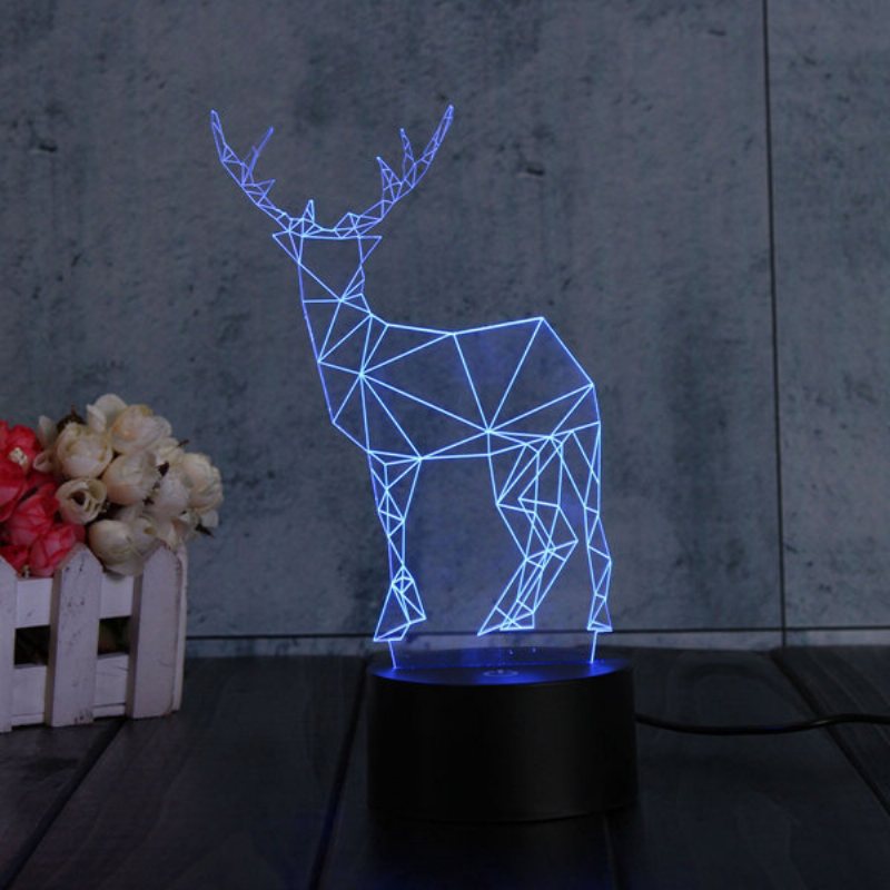 Geometric Deer 3d Akrylowa Lampka Nocna 7 Zmiana Koloru Sypialnia Wystrój Domu