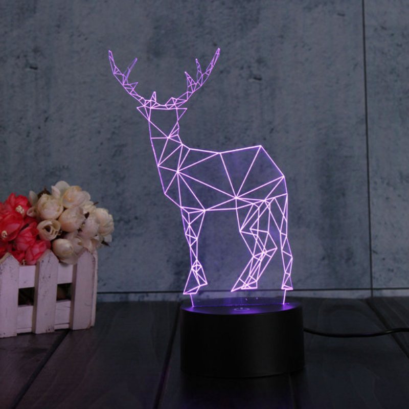 Geometric Deer 3d Akrylowa Lampka Nocna 7 Zmiana Koloru Sypialnia Wystrój Domu