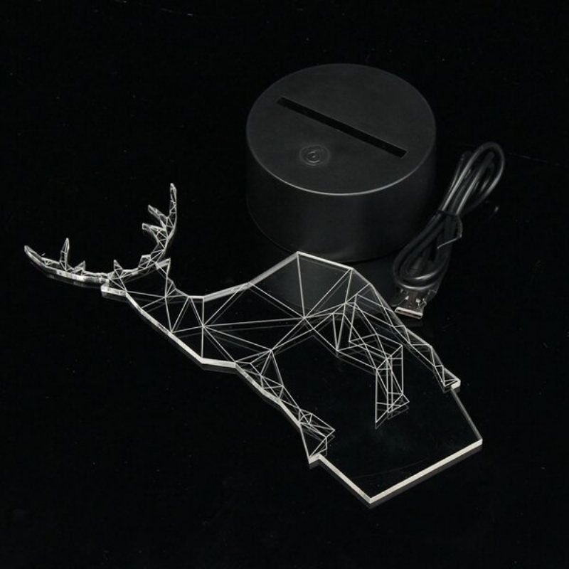 Geometric Deer 3d Akrylowa Lampka Nocna 7 Zmiana Koloru Sypialnia Wystrój Domu