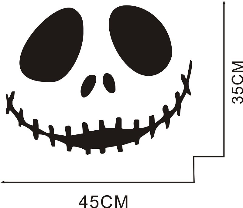 Halloween Śliczna Uśmiechnięta Czaszka Artystyczna Naklejka Ścienna Świąteczna Atmosfera Dekoracja Wodoodporna Samoprzylepna