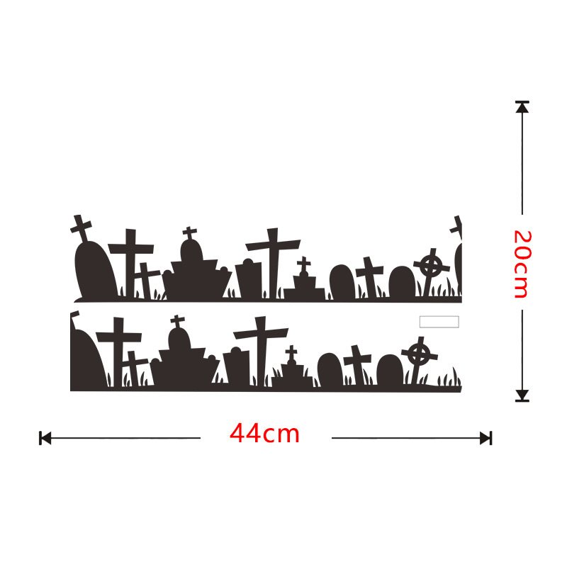 Halloween Straszna Czaszka Grób Naklejka Ścienna Dekoracja Okna Sklepowego