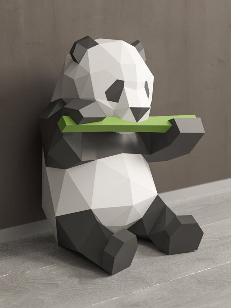 Handmade Diy Panda Jedzenie Bambusa Model Papieru 3d Wystrój Domu Salon Dekoracje Biurowe Papier Do Majsterkowania Do Rękodzieła Puzzle Edukacyjne Zabawki Dla Dzieci Prezent