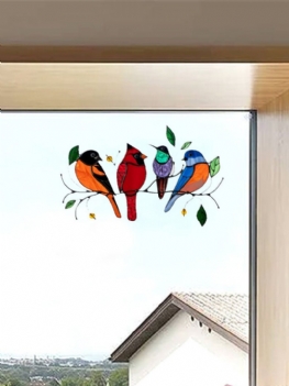 Kolorowe Wiele Ptaków Szklane Okna Naklejki Ścienne Kształt Kreskówki Śliczny Prezent Tapeta Home Decor