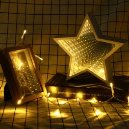 Kreatywna Śliczna Gwiazda Lampa Lustrzana Led Tunel Lampka Nocna Na Prezent Dla Dzieci Nastrojowe Światło Białe/ciepłe Białe