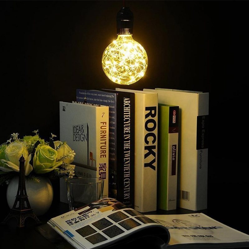 Lampa Z Drutu Miedzianego Oświetlenie Dekoracyjne Led Szklana Vintage Led Z