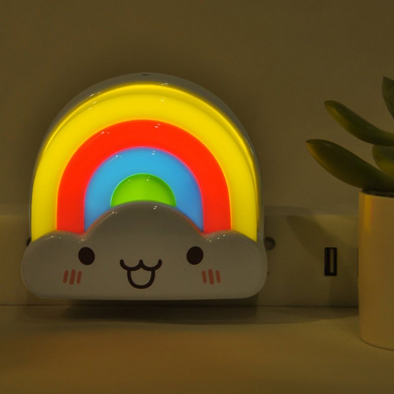 Lampka Nocna Cartoon Lovely Rainbow Cloud Shaped Led Light Sypialnia Wystrój Domu