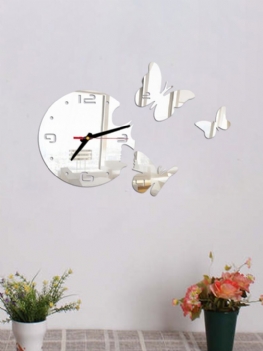 Lustro Akrylowe Naklejki Zegar Ścienny Nowoczesny Design Wróżka Motyl 3d Diy Duvar Saati Zegary Dla Dziewczyny Prezent Salon Home Decor