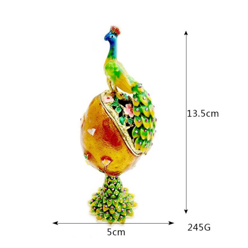 Metalowe Rękodzieło W Stylu Europejskim Do Dekoracji Paw Na Pomalowanej Skorupce Jajka Z Diamentowym Prezentem Urodzinowym