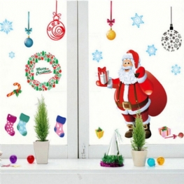 Naklejka Ścienna Na Choinkę Święty Mikołaj Prezent Dekoracja Na Okno Wnętrz
