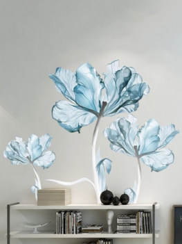 Niebieski Kwiat Wzór Druk Pcv Samoprzylepne Wystrój Domu Do Sypialni Naklejki Ścienne Salon