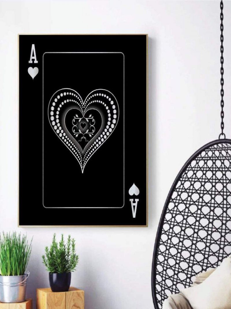 Poker Ace Wzór Płótnie Malarstwo Unframed Wall Art Canvas Salon Wystrój Domu