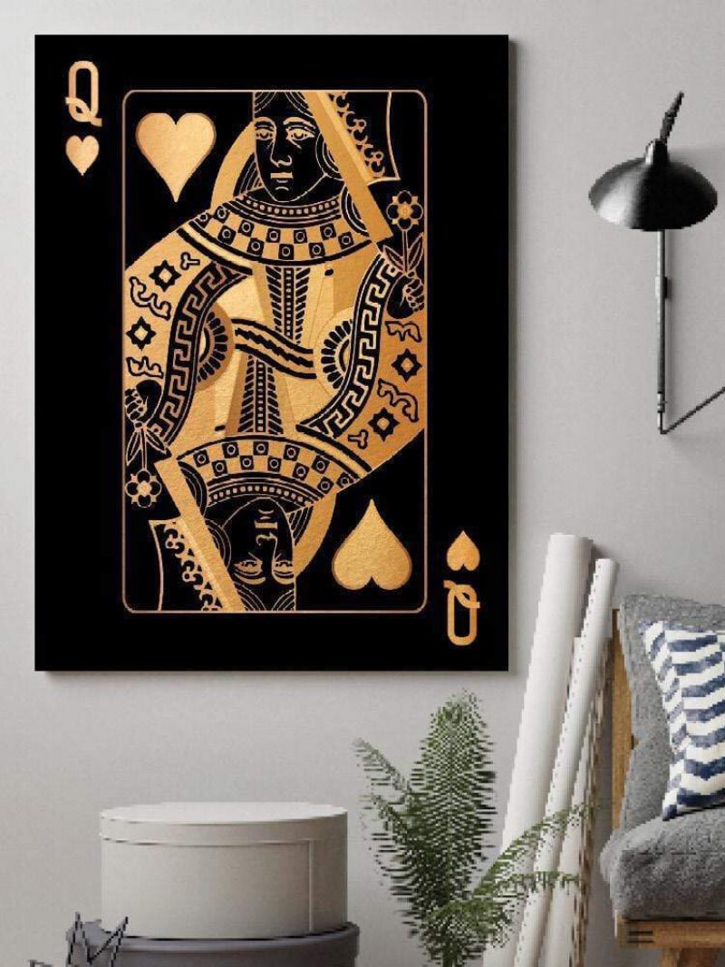 Poker Q Wzór Płótnie Malarstwo Unframed Wall Art Canvas Salon Wystrój Domu