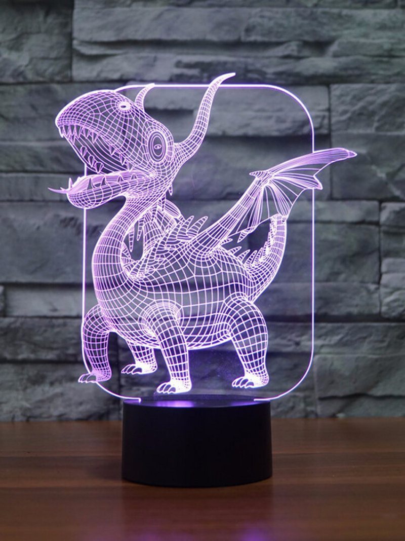 Pterozaur 3d Led Iluzja Lampka Nocna 7 Zmiana Koloru Przełącznik Dotykowy Lampa Biurkowa