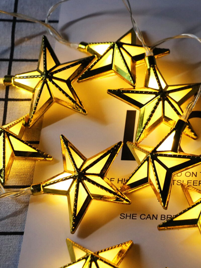 Ramadan Light Star Shape String Romantyczny Bling Kolorowe Wiszące Światło Prezent Do Wystroju Domu