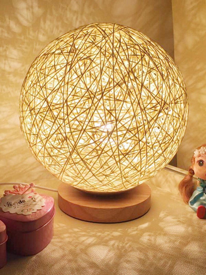 Rattanowa Kula Lampka Nocna Stolik Nocny Sypialnia Home Decor Prezent Walentynkowy